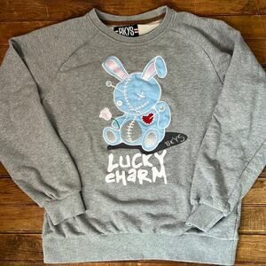 BKYS crew neck sweatshirt lucky charm blue bunny size medium